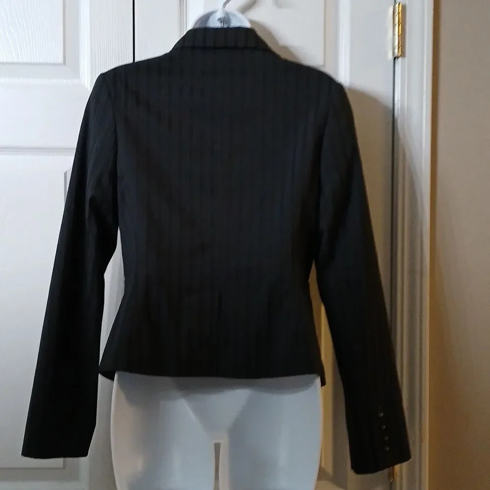 Express Design Studio black & dark blue striped button front blazer jacket Sz 4